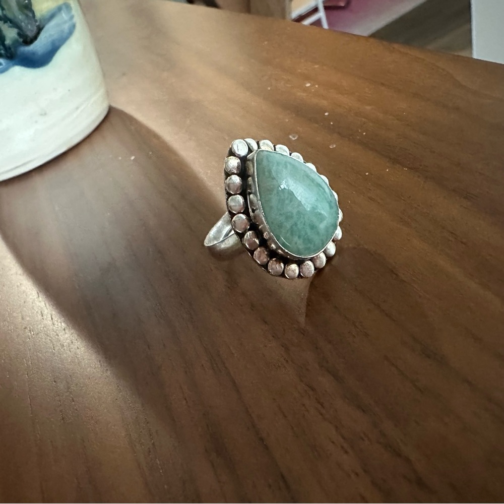 Amazonite & Sterling Silver Handmade Adjustable Ring - Picture 10 of 10